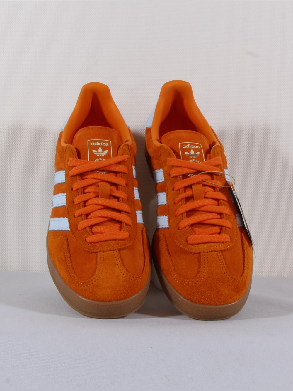 adidas Gazelle Indoor Orange Suede with White Stripes Sneakers NWT NIB